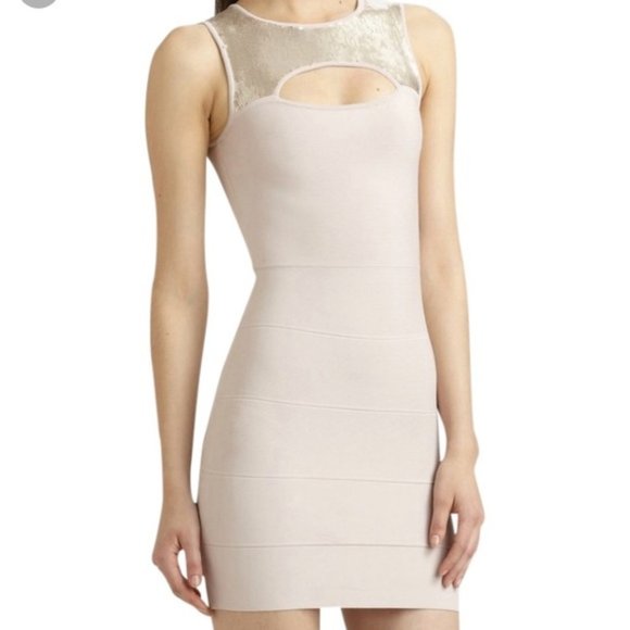BCBG MAXAZRIA Pale Pink Mauvy Sequin Dress - Picture 1 of 6